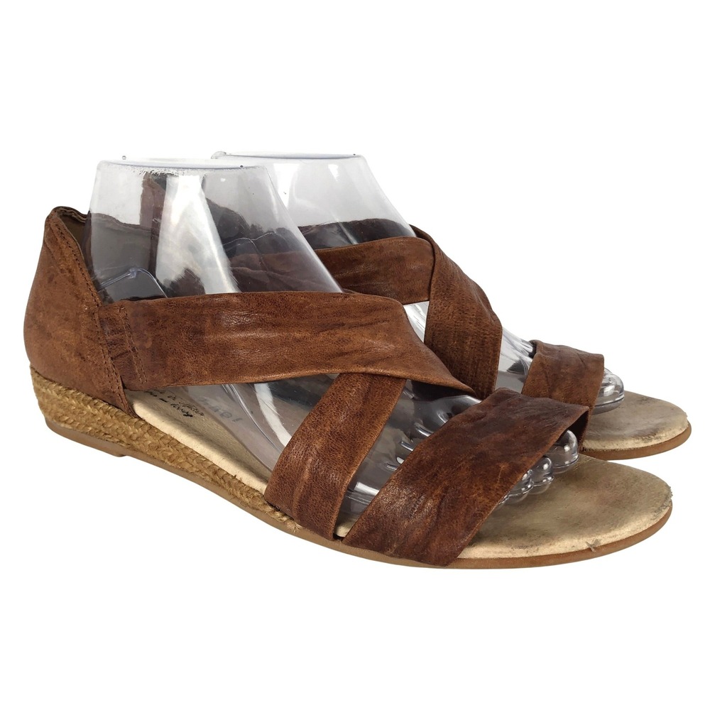 ERIC MICHAEL Netty Leather Espadrille Cross Strap Sandals Sz 40 9.5 Spain